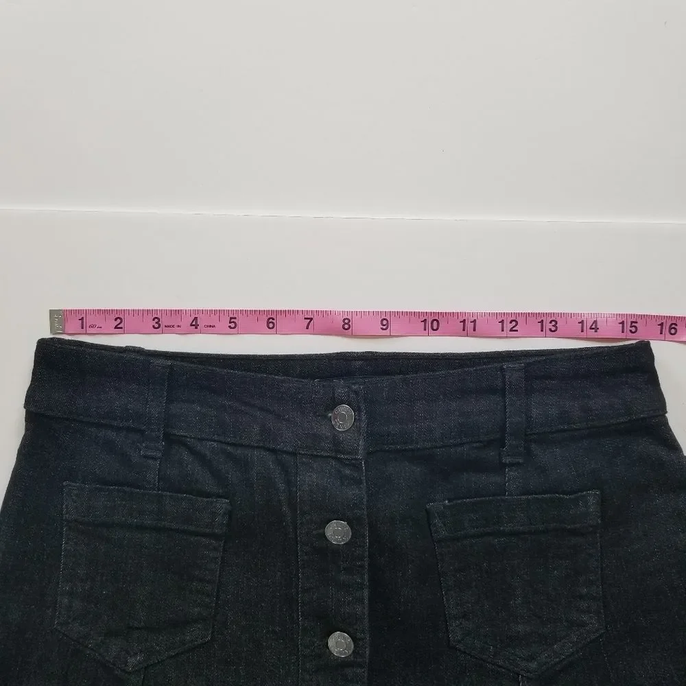 CHAPS Button Front Jean Skirt Black - Picture 7 of 8